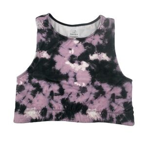 Ivory Ella Women’s Purple Black Tie Dye Sports Bra Size Large